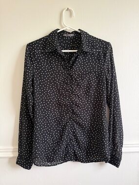 Suzy Shier Black Polka Dot Button-Up Shirt
